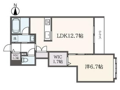 コート徳川山１０２号室 1LDK 47.47㎡ （賃貸）